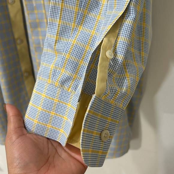 PAUL FREDRICK MENS CLASSIC FIT DRESS SHIRT YELLOW PLAID BUTTON DOWN Sz 20-35 - Picture 5 of 9